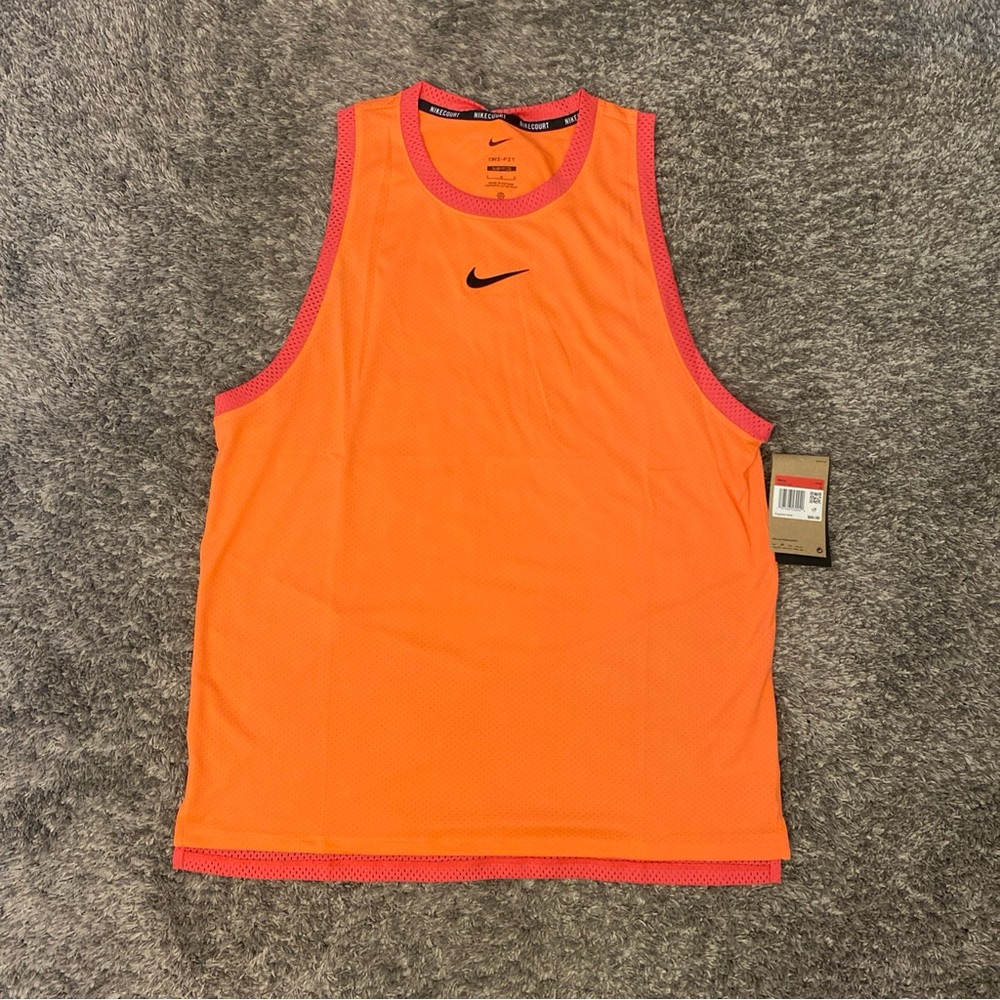 Nike Court Slam Dri-Fit Tennis Tank Top/Shirt FQ2027-643 Mango Men Size Large